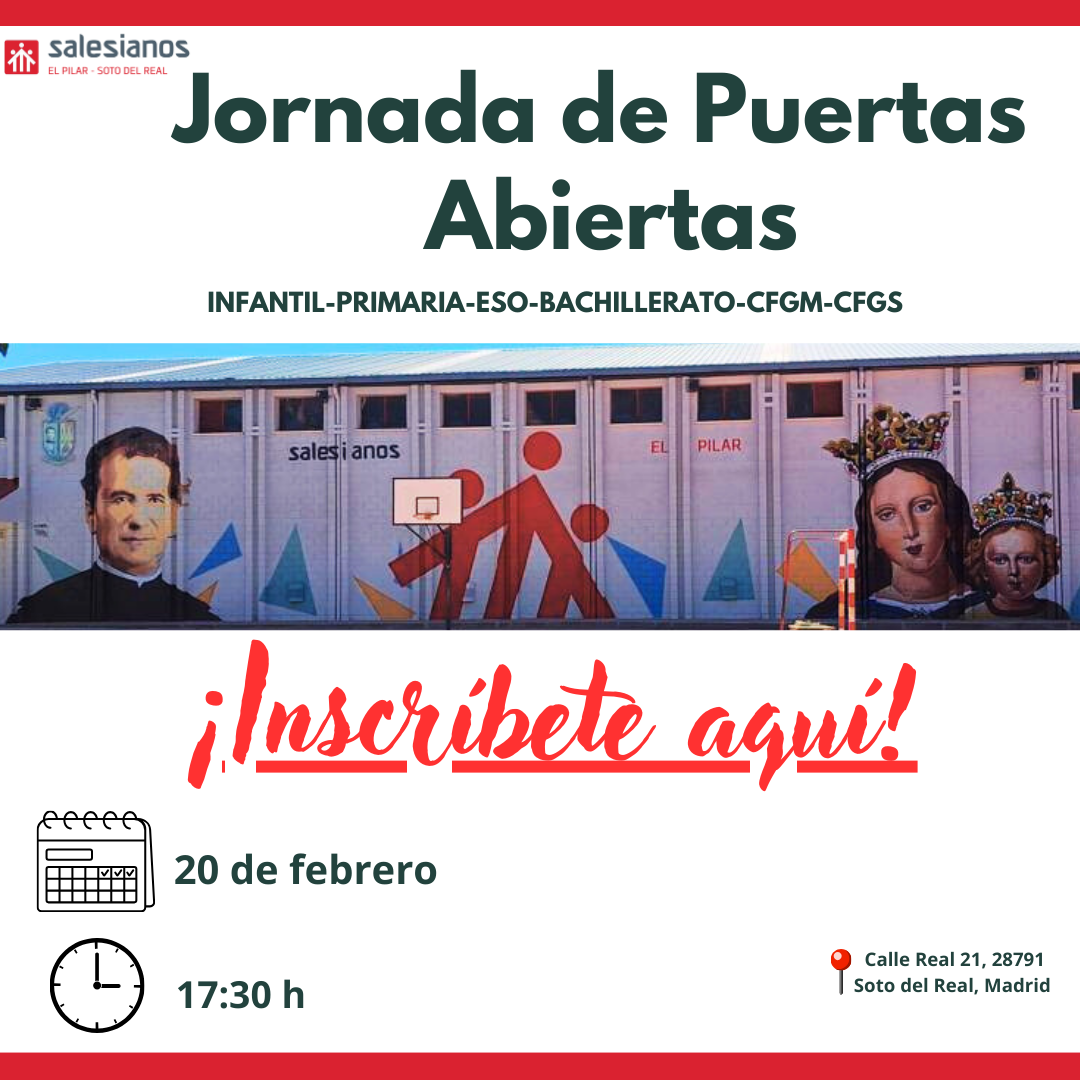 JORNADA DE PUERTAS ABIERTAS CURSO 25-26: 20 de febrero a las 17:30h